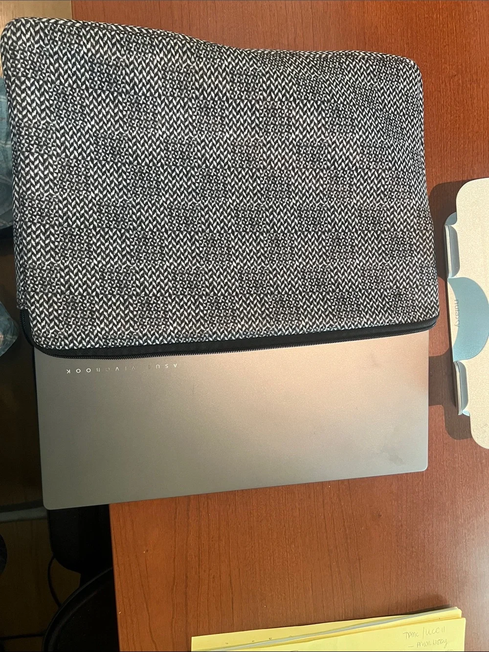 Burton Black & White Woven Laptop Sleeve with Patch Detail